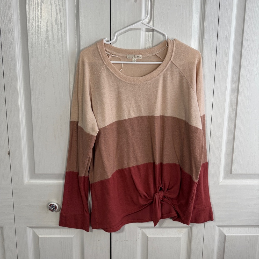 Nine Britton Araya Brushed striped front tie knot sweater size XL